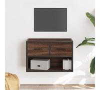 Mobile TV galleggiante - Mobile portaoggetti da parete con 2 cassetti e ripiano inferiore, soluzione compatta sotto la TV, elegante rovere marrone, 60 x 31 x 39,5 cm