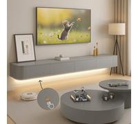 Mobile TV galleggiante moderno da 47 pollici con illuminazione a LED, centro intrattenimento a parete, grande console multimediale per soggiorno e ufficio (grigio)