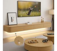 Mobile TV galleggiante moderno da 47 pollici con illuminazione a LED, console multimediale da parete per intrattenimento, spazioso contenitore per soggiorno e ufficio (legno)