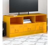 Mobile TV giallo senape e centro di intrattenimento - Robusta struttura in acciaio, design moderno, 99 x 39 x 44 cm, elegante soluzione di archiviazione per soggiorno e home theater.