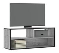 Mobile TV Grigio Sonoma 100x31x39,5cm Legno Multistrato Metallo Mobile Basso Soggiorno Mobile Tv Soggiorno Mobiletto Tv Soggiorno Moderno Mobili per Sala Studio Sala Di Ricreazione Soggiorno Ingresso