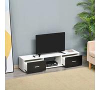 HOMCOM Mobile TV per TV fino a 60" Tavolo per TV soggiorno stile moderno con 2 cassetti e scomparto aperto 140 x 30 x 32 cm bianco e nero