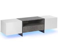 Mobile TV in color bianco ed effetto cemento con LED Russel