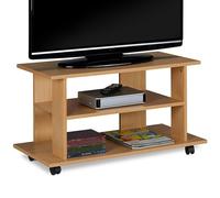 Bakaji Mobile TV in Legno MDF con 2 Ripiani Porta Console Videogiochi DVD e 4 Ruote Mobiletto Carrello Porta Televisore Design Moderno Dimensione 80 x 40 x 45 cm (Quercia)