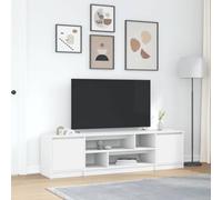 Mobile TV in Legno con Ampio Spazio Contenitivo, Ante Chiuse e Ripiani per Dispositivi, Ideale per Mobili Soggiorno e Credenza Soggiorno, adatto a Salotto e Camera da Letto, Bianco, 188.5x41x50 cm