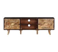 Mobile TV in legno di mango grezzo e legno di acacia massiccio, 140 x 30 x 46 cm, con spazio per soggiorno, camera da letto e corridoio, moderno, salvaspazio, robusto e durevole