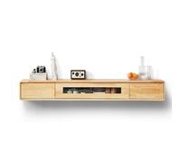 Mobile TV in legno massello con contenitore in vetro semiaperto design moderno galleggiante per soggiorno e piccola camera da letto 79 pollici console televisiva gialla