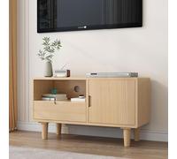 Mobile TV in Legno Naturale con Ante e Cassetti,Consolle Multimediale,Supporto TV,Grande Mobile TV con Spazio di Archiviazione per Soggiorno,Montaggio Facile(39.4x11.8x19.7in(100x30x50cm))
