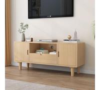 Mobile TV in Legno Naturale con Ante e Cassetti,Consolle Multimediale,Supporto TV,Grande Mobile TV con Spazio di Archiviazione per Soggiorno,Montaggio Facile(55x11.8x19.7in(140x30x50cm))