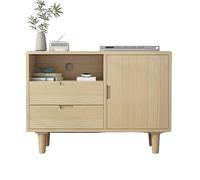 Mobile TV in Legno Naturale con Ante e Cassetti,Consolle Multimediale,Supporto TV,Grande Mobile TV con Spazio di Archiviazione per Soggiorno,Montaggio Facile(35.4x11.8x27.5in(90x30x70cm))