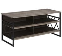 Mobile TV in Legno Scuro con 4 Ripiani Gambe in Metallo Nero Moderno Carlisle