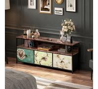 Mobile TV LED, Mobile TV con 3 cassetti, Mobile Tele con LED Cassetto in tessuto, tavolo da TV soggiorno con stoccaggio e mensola, panca TV vintage per soggiorno, camera da letto, 108 x 29,8 x 57 cm