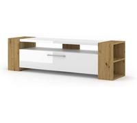 Mobile TV Livia Cm 160 x 40 x 45H colore Bianco Lucido con laterali Rovere Rusti