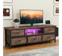 Mobile TV, mobile per soggiorno con 5 cassetti a ribalta e ripiani, mobile TV con illuminazione a LED RGB, 145 x 35 x 50 cm Mobile TV per soggiorno: amplia il tuo soggiorno con il nostro mobile TV, ch