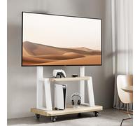 Mobile TV mobile regolabile su ruote con doppio ripiano carrello universale per TV da 32 a 70 pollici, perfetto per camera da letto ad angolo e uso esterno (bianco)