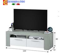 Mobile TV Moderno AMBIT Sala Da Pranzo Salotto Soggiorno 42X120XH40 Bianco Cem.