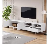Mobile TV moderno bohémien Linee geometriche bianche astratte Mobile TV, moderna decorazione minimalista della porta dell'armadio con spazio di archiviazione, può ospitare TV fino a 90 pollici (bianco