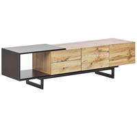 Mobile TV Moderno con 2 Cassetti e 2 Ripiani Nero e Legno Chiaro Fiora
