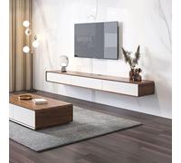 Mobile TV moderno da parete con 3 ante ribaltabili e grandi ripiani galleggianti per soggiorno piccola casa intrattenimento multimediale console centrale TV panca per TV in legno bianco TV Floa