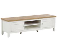 Mobile TV moderno scaffale mobili soggiorno 140 cm crema e legno chiaro Atoca