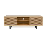 mobile TV Mora stampa diamante in legno ingegnerizzato e massiccio, dimensioni 150 x 40 x h50 cm, peso 30 Kg, finitura Rovere , Nero rovere