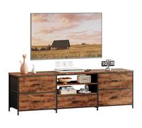 Mobile TV per TV fino a 65", Tavolino TV con 5 Cassetti in Tessuto e 2 Ripiani, Consolle TV in Legno a 3 Livelli, Mobili per Soggiorno con Ampio Spazio di Archiviazione (Marrone)