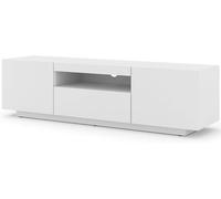 Aura, Lowboard per TV da 150 cm, Appendibile o Verticale, Universale, Mobile Hi-Fi e per Televisore (Bianco Opaco, Senza LED)
