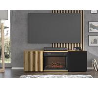Mobile TV soggiorno cm 148x42x52,20h con caminetto mod Auris 150 rovere