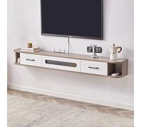 Mobile TV sospeso a Parete, Centro di intrattenimento Stretto con Spazio di archiviazione Aperto e cassetti, Moderno mobiletto multimediale per TV, Elegante mobiletto TV sospeso con Ante por