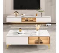 Mobile TV sospeso a Parete con Ante e 2 cassetti - Grande unità di archiviazione Centrale con Foro per Cavi per decoder/Console di Gioco - Design Moderno Bianco (160x30x25 cm)