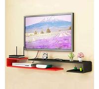 Mobile TV sospeso a parete, console multimediale nero e rosso, per soggiorno e camera da letto, per set top box e router, 125-130 cm