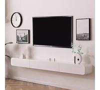 Mobile TV sospeso a parete, moderno nero/bianco, console multimediale per soggiorno, sotto il ripiano TV, centro di intrattenimento galleggiante da 180 cm