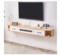 Mobile TV Sospeso Con Ante, Consolle Multimediale Per L'intrattenimento, Da Posizionare Sotto Un Mobiletto, Mensole Sospese Con Anta In Vetro E Cassetti, Per Soggiorno E Ufficio(Natural,190x24x20 cm)