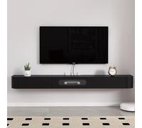 Mobile TV sospeso, console multimediale in legno massiccio con 3 cassetti, design salvaspazio da parete per soggiorno e ufficio