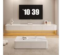 Mobile TV sospeso da parete 200 cm, console multimediale con cassetti, grande mobile TV bianco per riporre TV moderno (78,7 pollici), soluzione elegante per l'intrattenimento domestico