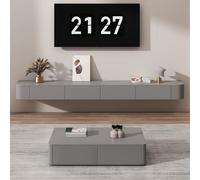 Mobile TV sospeso da parete, console multimediale lunga 180 cm, con cassetti, mobile TV moderno grigio per grandi TV, mobili eleganti per l'intrattenimento domestico