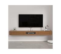 Mobile TV Sospeso Mobile TV sospeso moderno da parete for sotto i televisori, salva spazio, mobile TV sospeso in legno di gomma da 63,0/70,8/78,7" con 1 anta a ribalta e 2 cassetti Mobile TV Galleggia