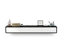 Mobile TV sospeso moderno, console multimediale a parete con 2 cassetti, mobile TV piccolo appartamento, ripiano sospeso per riporre sotto la TV (bianco + nero, 120 cm)