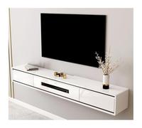Mobile TV sospeso moderno da parete, superficie lucida, console multimediale in legno con foro per router, cassetti e porta, elegante centro intrattenimento per soggiorno (A, 180 x 24 x 21 cm)