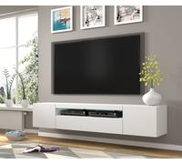 Mobile TV sospeso o a terra Led Incluso 200x42/36x37 Cm STAND AURA Bianco opaco