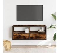 Mobile TV sospeso rustico, mobile da parete con 2 cassetti e contenitore aperto per TV, 100 x 31 x 39,5 cm, arredamento moderno per l'intrattenimento domestico, soluzione salvaspazio