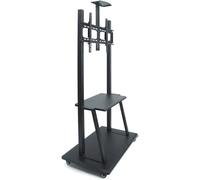 Mobile TV Stand con Staffa di Montaggio, Carrello Rotolante per Plasma e Schermi Curvi, Carrello Regolabile in Altezza per Casa e Ufficio, Facile Mobilità