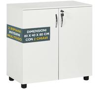Mobile Ufficio Armadietto Porta Documenti Multiuso 80x40x80 cm con Serratura Bianco