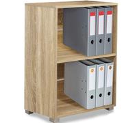 BAKAJI Libreria Scaffale Vela 2 Ripiani Archiviazione documenti e faldoni Mobile Casa Ufficio Libri Biblioteca Armadio con Mensole Interno Scaffalatura da terra Struttura in Legno (Quercia)