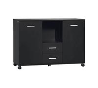 MOBILE UFFICIO VINSETTO IT924-009 - Armadio in MDF Nero con 2 porte e 2 ripiani, 100x40x71 cm, con ruote