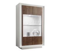 Mobile Vetrina 2 Ante 106x50x171 cm in Legno TFT Frame Bianco e Rovere