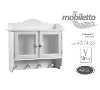 MOBILE VETRINA PARETE PENSILE 2 ANTE CUORE APPENDIABITI SHABBY CHIC 4214h36cm