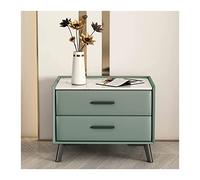 Mobiletti Camera da Letto Comodino moderno verde Pelle artificiale Ardesia laccata Comodino Rettangolo in legno Armadietto Camera da letto Comodino Armadietto 2 cassetti Tavolino portaoggetti Mobili f