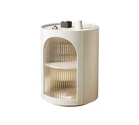 Mobiletti Camera da Letto Comodino Rotondo Bianco con Ante in Vetro a Strisce Verticali Comodino Moderno, Comodini in Legno for Camera da Letto, Tavolino for Piccoli Spazi, Soggiorno, Camera da Letto