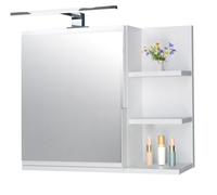 Mobiletto a specchio 60x50 bianco, mobiletto da bagno con ripiani, specchio da bagno, mobiletto sospeso, mobiletto da parete LAMPADA LED - Destra